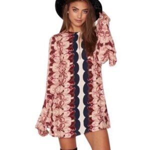 Free People Floral Tunic in Red, Navy and Cream